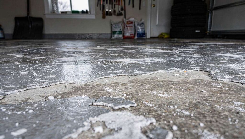 Epoxidharzboden in der Garage: Wie er nach fünf Wintern mit Streusalz aussieht